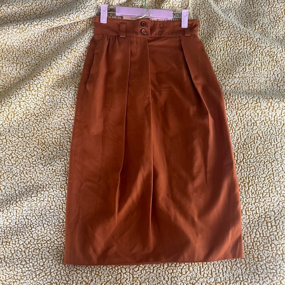 Christian Dior Vintage Burnt Orange Wool Pencil Skirt